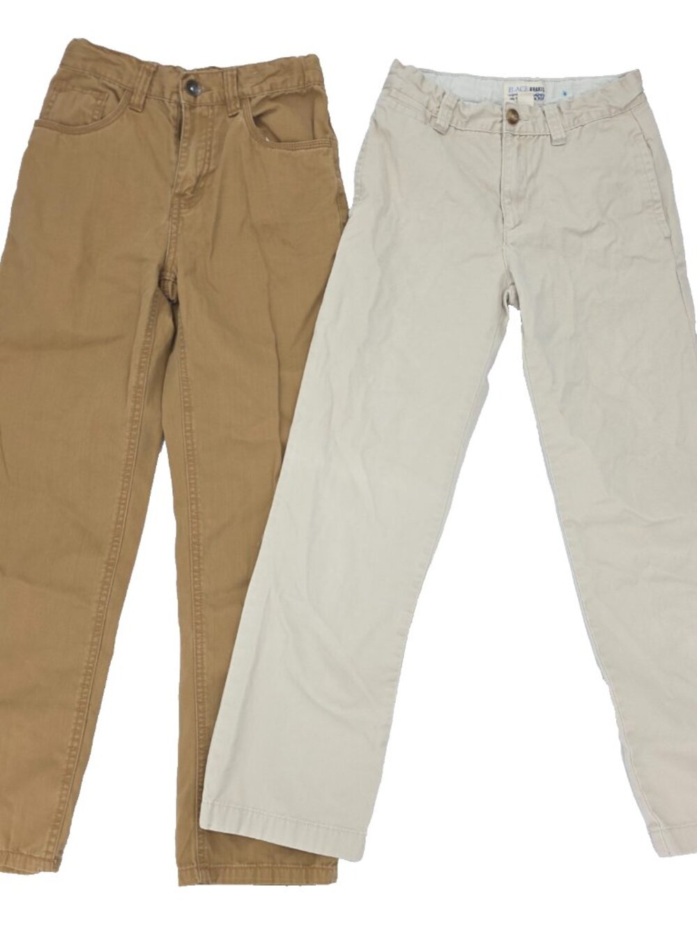 Route 66 Place Jeans Pants Boys 12 Slim Khaki Brown Adjustable Waist (Lot of 2)